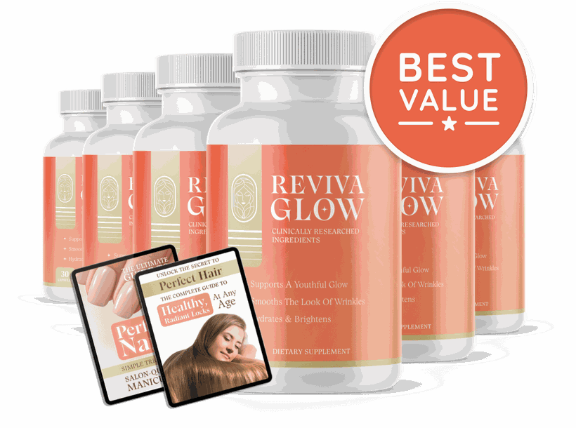 Six bottles of Reviva Glow with two free guides
